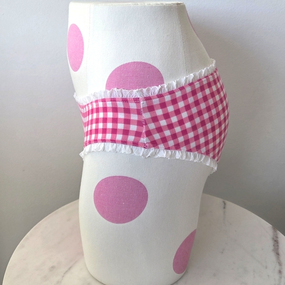 Victoria's Secret Vintage Plaid Low Rise Pink Hiphugger Panty Ruffle Trim NWT - Picture 3 of 12
